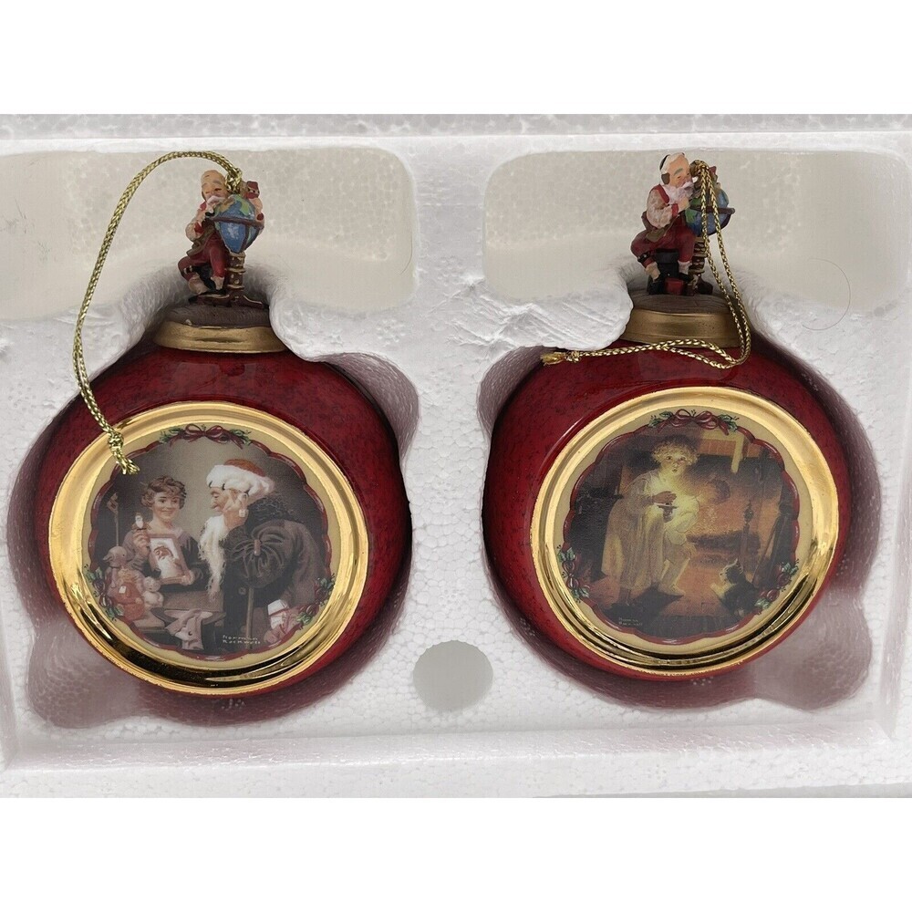 2 Norman Rockwell's In The Christmas Spirit/ “Is He Coming?” Ornament 1999